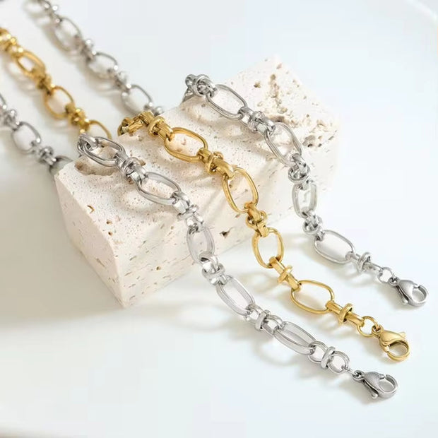 Fashion 18K Gold Plated Thick Jewelry Titanium Stainless Steel Chunky Chain Bracelets for Women