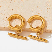 Fashion 18K Gold-Plated Stainless Steel T-Bar Pendant Earrings Women'S Fashion Earing Accessories Jewelry Making