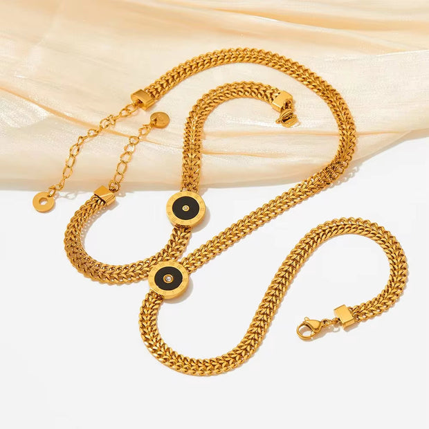 Shell Stainless Steel Charm Gold Cuban Chain Cz Bracelet Bangle Women Trendy Classic Jewelry