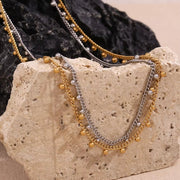 Bohemian Jewelry Beaded Tassel Necklace Gold Plated Chain Necklace Stainless Steel Jewelry