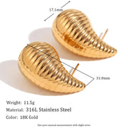 Spring Fashion Medium Hollow Water Drop Stud Earrings 18K Gold Plated Stainless Steel Jewelry Gift for Women