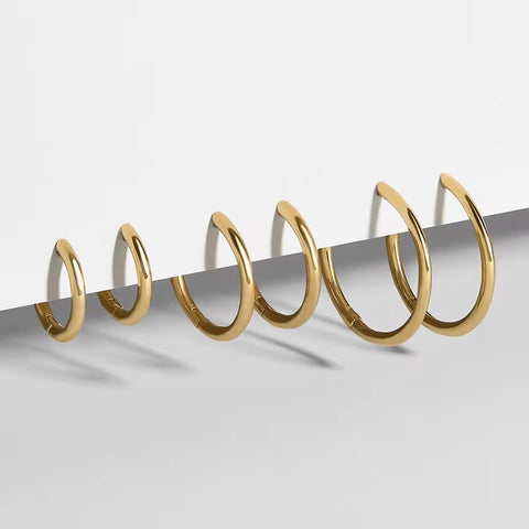 Stainless Steel Gold Plated Large Medium Small Size Hoop Earrings for Women