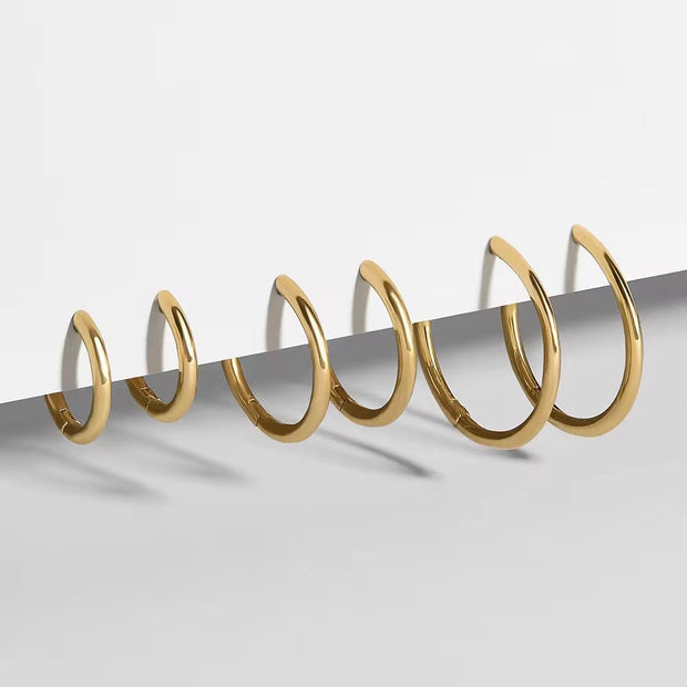 Stainless Steel Gold Plated Large Medium Small Size Hoop Earrings for Women