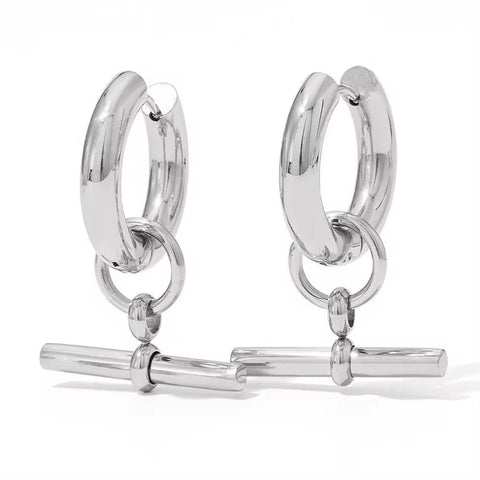 Fashion 18K Gold-Plated Stainless Steel T-Bar Pendant Earrings Women'S Fashion Earing Accessories Jewelry Making
