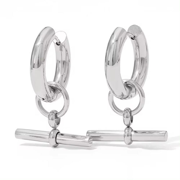 Fashion 18K Gold-Plated Stainless Steel T-Bar Pendant Earrings Women'S Fashion Earing Accessories Jewelry Making