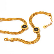 Shell Stainless Steel Charm Gold Cuban Chain Cz Bracelet Bangle Women Trendy Classic Jewelry