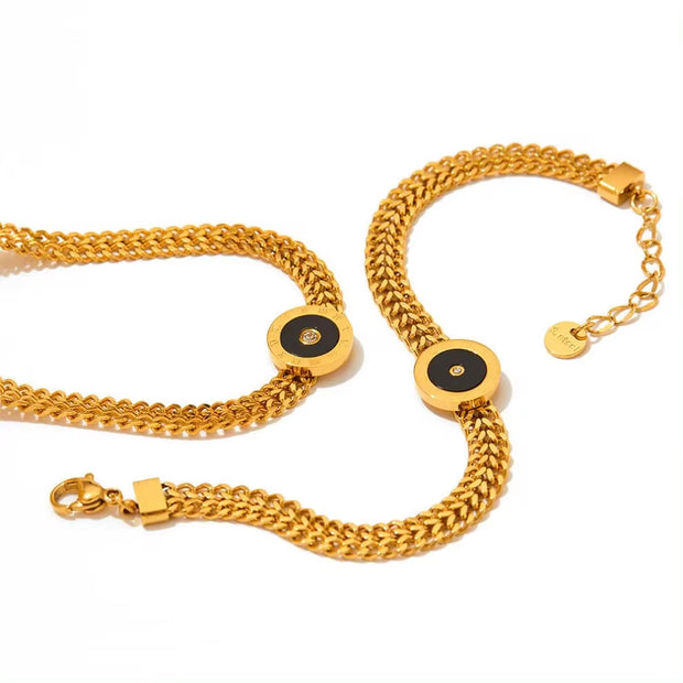 Shell Stainless Steel Charm Gold Cuban Chain Cz Bracelet Bangle Women Trendy Classic Jewelry