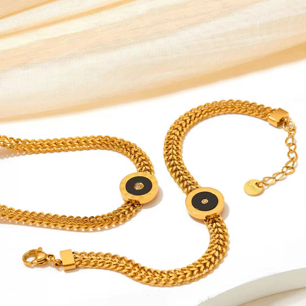 Shell Stainless Steel Charm Gold Cuban Chain Cz Bracelet Bangle Women Trendy Classic Jewelry