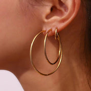 Stainless Steel Gold Plated Large Medium Small Size Hoop Earrings for Women