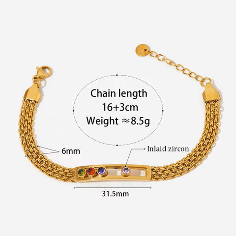 Vintage Waterproof Sliding Crystal Zircon Bracelet Tarnish Free Stainless Steel Fashion Jewelry Mesh Chain Bracelets Women