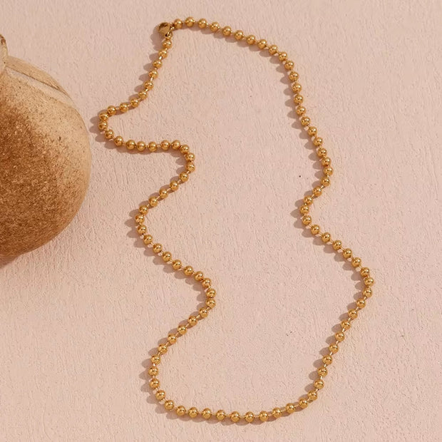 Stainless Steel Bead Necklace Waterproof Gold Plated Jewelry anti Tarnish Chain Necklace Choker