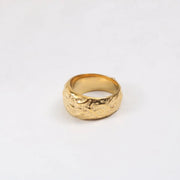 FANJIN Jewelry Wholesale 18K Gold Plated Band Meteor Crater Chunky Stainless Steel Rings for Women Statement Rings