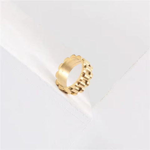 Stainless Steel 18K Gold Plated Watch Band Rings Waterproof Watch Belt Finger Rings