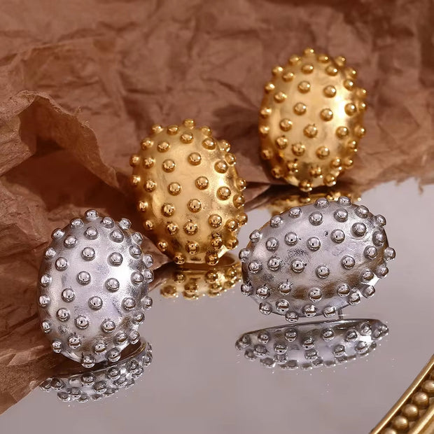Chunky Earrings Oval Beaded Cactus Stud Earrings Trendy Earrings 2024 Gold Plated Stainless Steel Jewelry