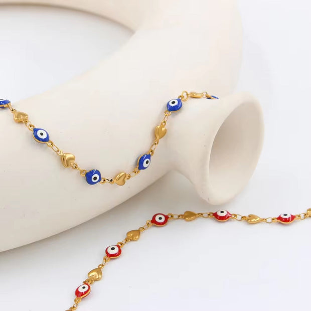 Charms New Beads Bracelets for Women Men Lucky Turkey Heart Eyes Link Chain Bracelet Friendship Jewelry