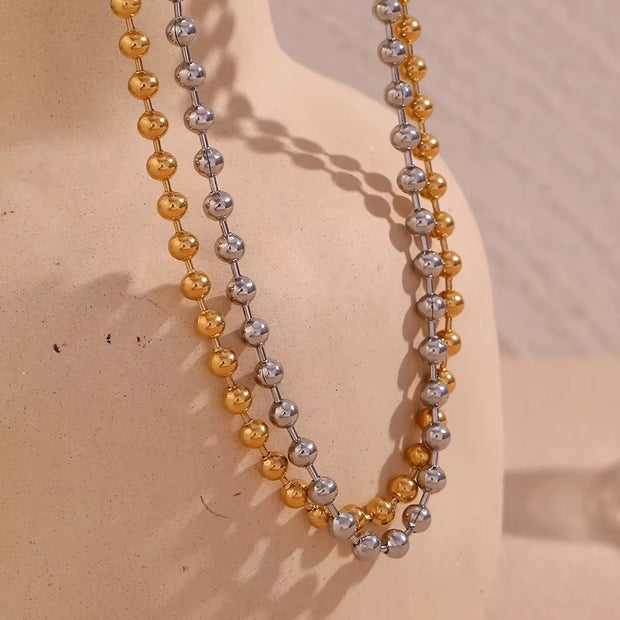 Stainless Steel Bead Necklace Waterproof Gold Plated Jewelry anti Tarnish Chain Necklace Choker