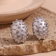 Chunky Earrings Oval Beaded Cactus Stud Earrings Trendy Earrings 2024 Gold Plated Stainless Steel Jewelry