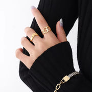 Wholesale Fashion Waterproof Jewelry 18K Gold Plated Stainless Steel Irregular Opening Ring for Women