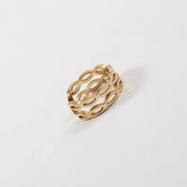 Stainless Steel Jewelry Wholesale 18K Gold Plated Double-Layer Bight Open Rings for Women Fashion Jewelry