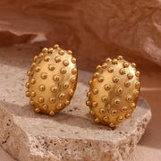 Chunky Earrings Oval Beaded Cactus Stud Earrings Trendy Earrings 2024 Gold Plated Stainless Steel Jewelry