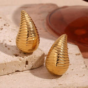 Spring Fashion Medium Hollow Water Drop Stud Earrings 18K Gold Plated Stainless Steel Jewelry Gift for Women