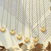 Simple Gold Plating Love Heart Pendant Stainless Steel Heart Necklace for Women