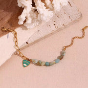 Splicing Amazonite Evil Eye Jewelry Gold Plated Charm Necklace Gold Plated Gemstone Jewelry Stainless Steel