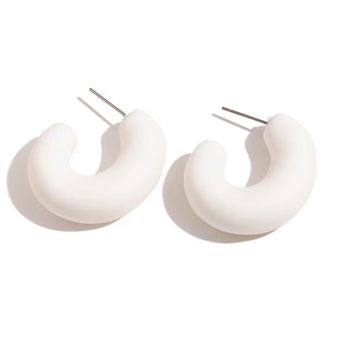 Colorful ABS Resin Spring Jewelry Enamel Hoop Earrings Stainless Steel Jewelry Gifts for Women