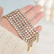 Waterproof Jewelry Stainless Steel 18K Gold Plated Tennis Gypsophila CZ Cubic Zirconia Bracelets Ladies