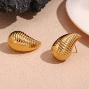 Spring Fashion Medium Hollow Water Drop Stud Earrings 18K Gold Plated Stainless Steel Jewelry Gift for Women