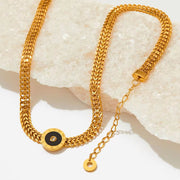 Shell Stainless Steel Charm Gold Cuban Chain Cz Bracelet Bangle Women Trendy Classic Jewelry