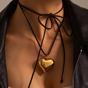 Stainless Steel 18K Gold Plated Heart Shape Necklace Jewelry Chain Set Fashion Jewelry
