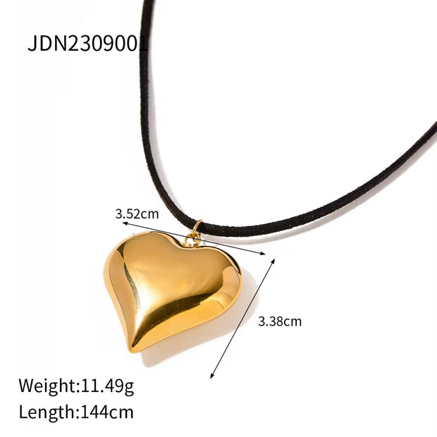 Stainless Steel 18K Gold Plated Heart Shape Necklace Jewelry Chain Set Fashion Jewelry