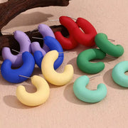 Colorful ABS Resin Spring Jewelry Enamel Hoop Earrings Stainless Steel Jewelry Gifts for Women