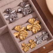 2024 New Arrivals Engraved Flower Earrings Gold Plated Gift for Girls Stainless Steel Stud Earrings