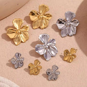 2024 New Arrivals Engraved Flower Earrings Gold Plated Gift for Girls Stainless Steel Stud Earrings