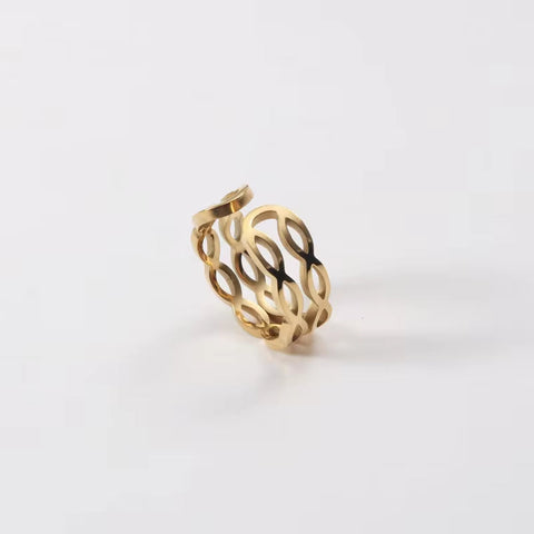 Stainless Steel Jewelry Wholesale 18K Gold Plated Double-Layer Bight Open Rings for Women Fashion Jewelry