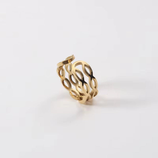 Stainless Steel Jewelry Wholesale 18K Gold Plated Double-Layer Bight Open Rings for Women Fashion Jewelry