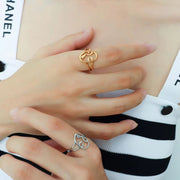 Fashion Stainless Steel 18K Gold Portrait round Brand Jewelry Set Women Spot Wholesale Ring