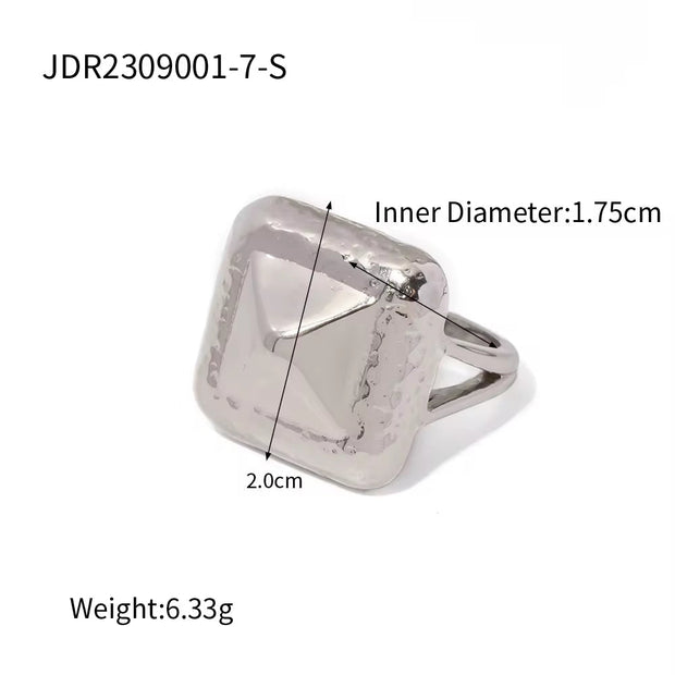 Stainless Steel Silver PVD Plated Geometric Fashion Jewelry Rivet Finger Ring Minimalist Jewelry