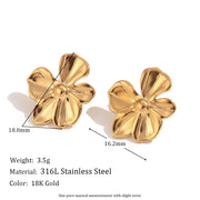 2024 New Arrivals Engraved Flower Earrings Gold Plated Gift for Girls Stainless Steel Stud Earrings