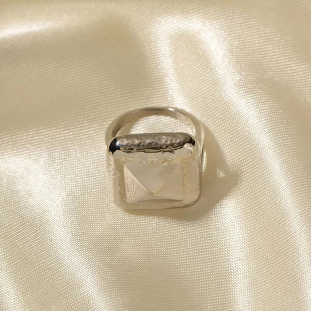 Stainless Steel Silver PVD Plated Geometric Fashion Jewelry Rivet Finger Ring Minimalist Jewelry