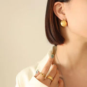 Special Design Fashion Jewelry 18K Gold Plated Stainless Steel Geometric Shape round Hoop Earrings