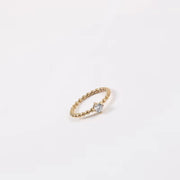 Stainless Steel 18K Gold Plated Cubic Zirconia Beaded Ring Minimal Bohemian Stacked CZ Stone round Shaped Ring