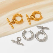 Fashion 18K Gold-Plated Stainless Steel T-Bar Pendant Earrings Women'S Fashion Earing Accessories Jewelry Making