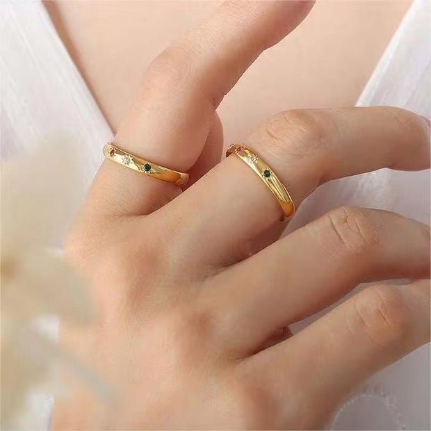 Custom Hip Hop Fashion Jewelry Red Cubic Zircon Rings Gold Silver Plated 316L Stainless Steel for Women Bague CLASSIC