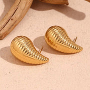 Spring Fashion Medium Hollow Water Drop Stud Earrings 18K Gold Plated Stainless Steel Jewelry Gift for Women