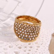 Shining Zircon Engagement Rings for Women Gold Plated Party Jewelry Stainless Steel Finger Ring
