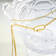 Smooth Fashion Jewelry 18K Gold Plated Stainless Steel Geometric Double Layer U Shape Pendant Necklace