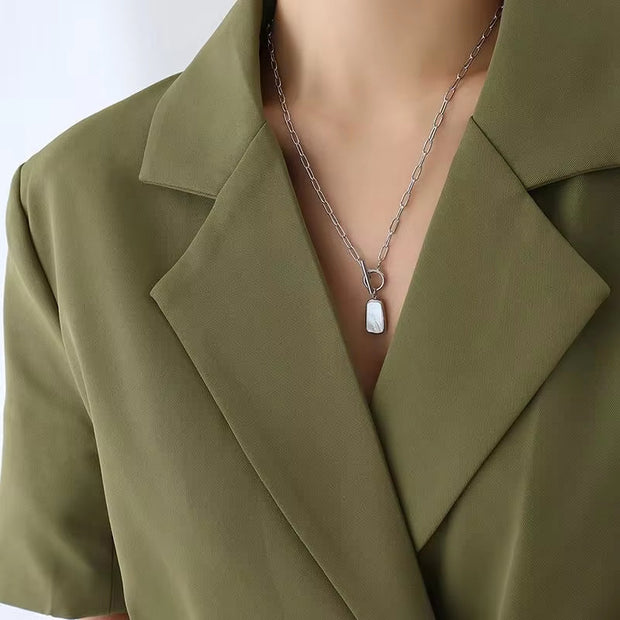 Fashion Jewelry Shell Square Hoop Earrings Gold Plated Stainless Steel Statement Designer Custom Vintage Party Bag CMA